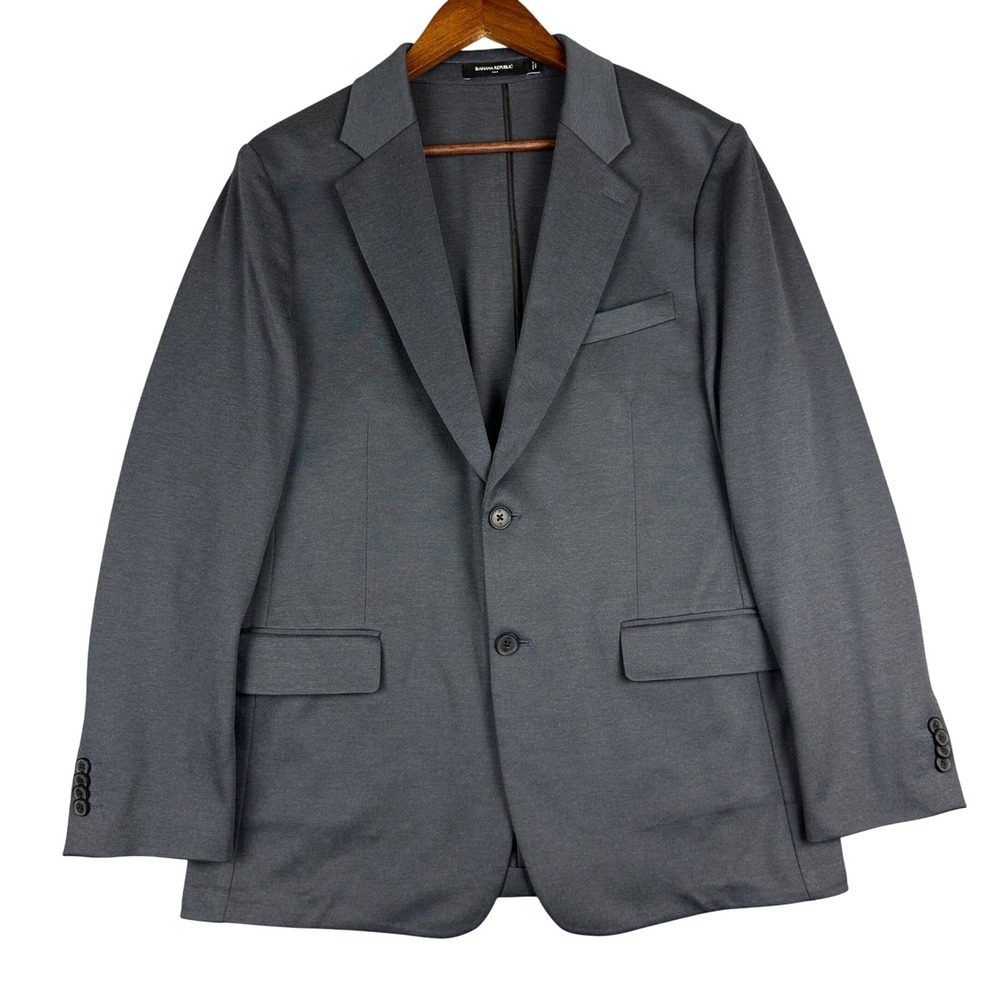 Banana Republic Mens 42R Tailored Fit Blazer Gray Stretch 2-Button Sport Coat